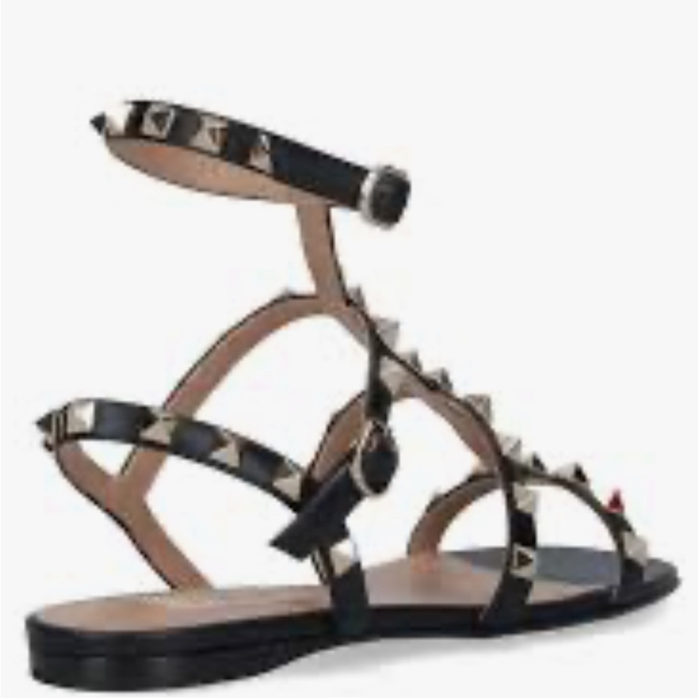 Absolutely stunning authentic new Valentino black ankle stud sandals 37.5/7.5 US